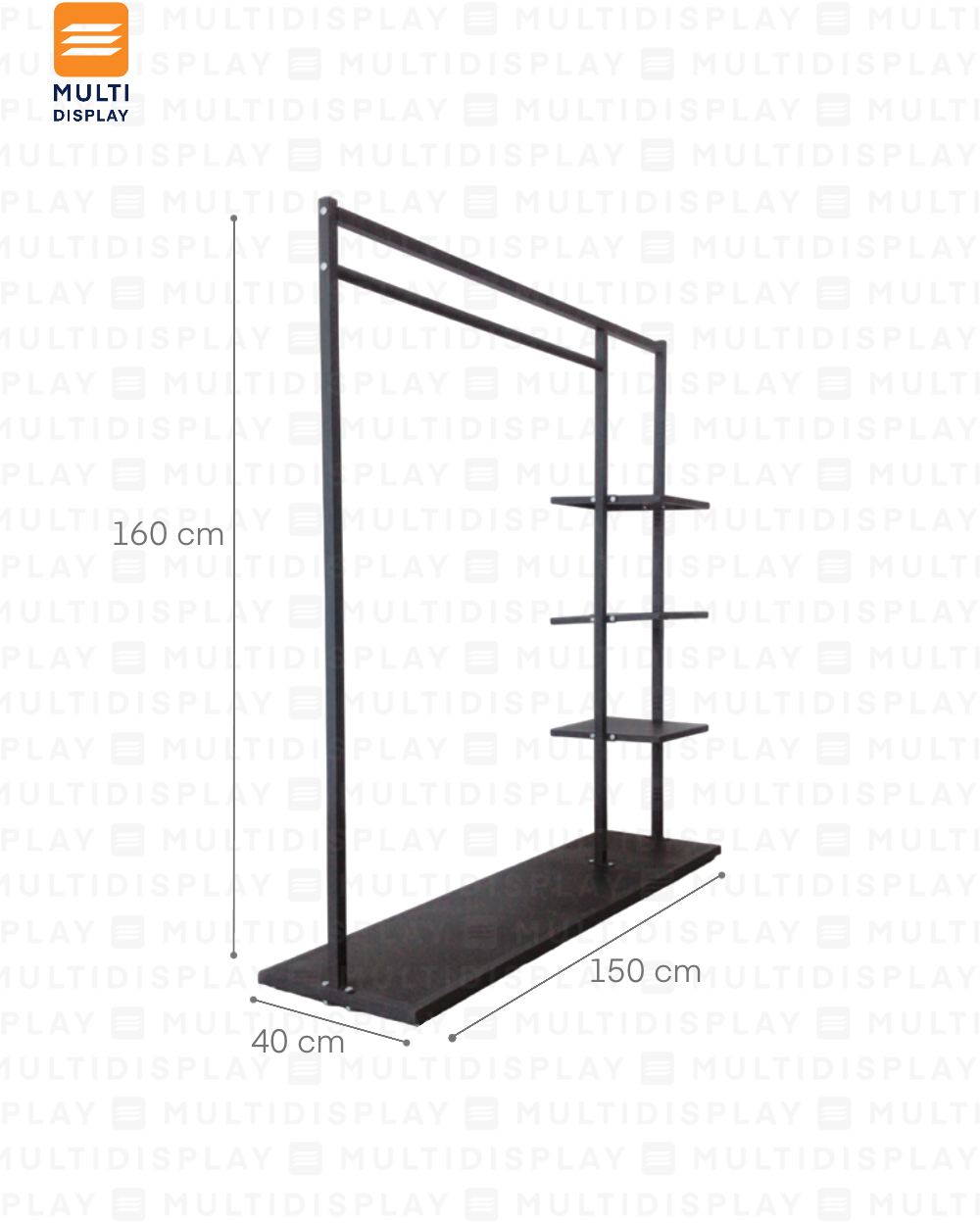 Perchero Sencillo con Exhibidor 150x40x160cm Negro
