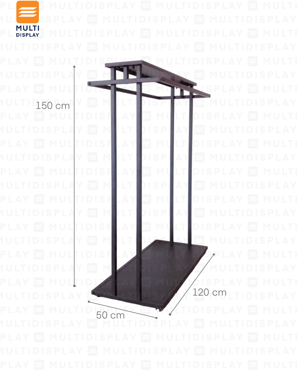 Perchero Doble Barra 120x50x150cm Negro