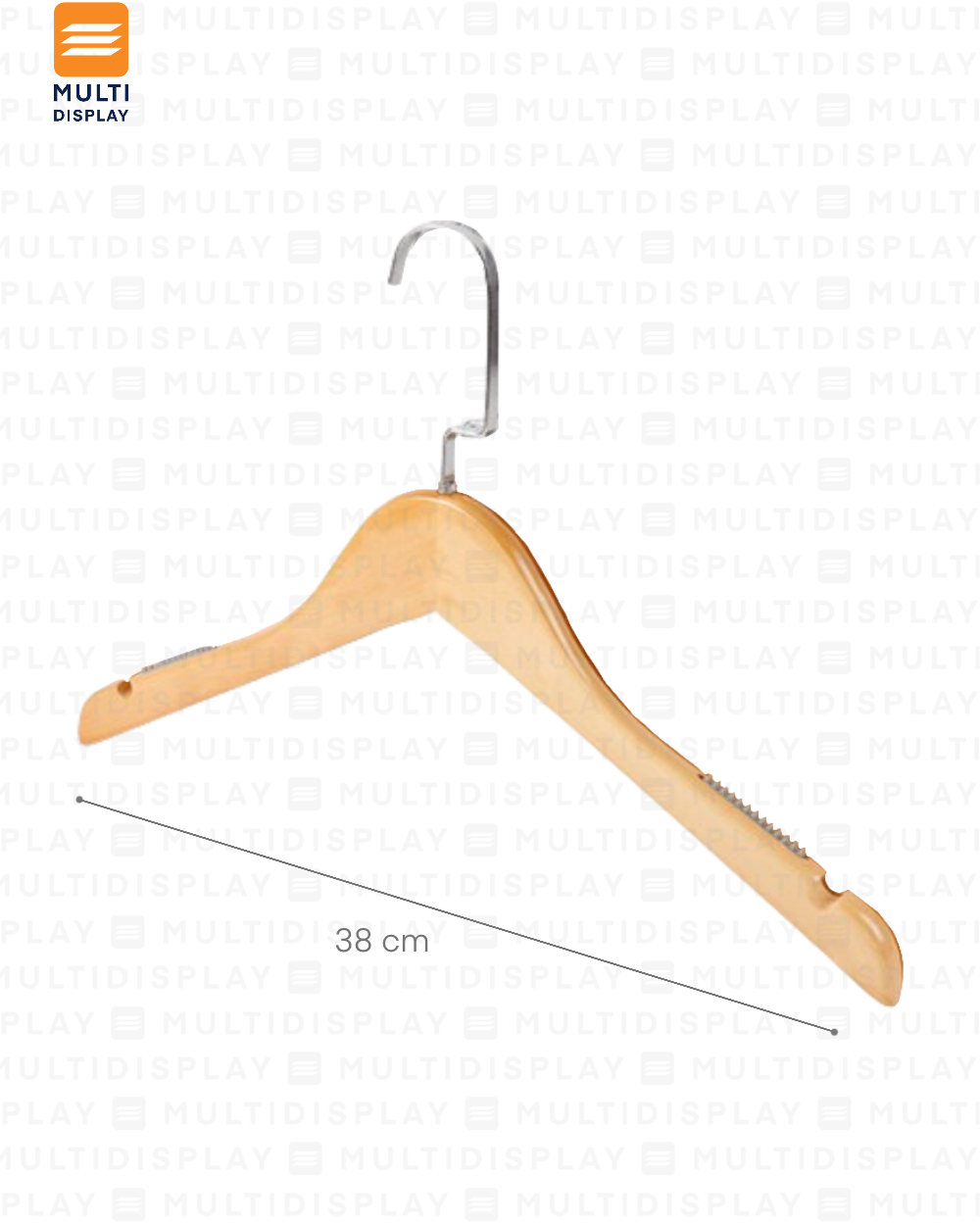 Gancho de Ropa Top Madera 38x1.2cm Gancho Grande Madera Clara