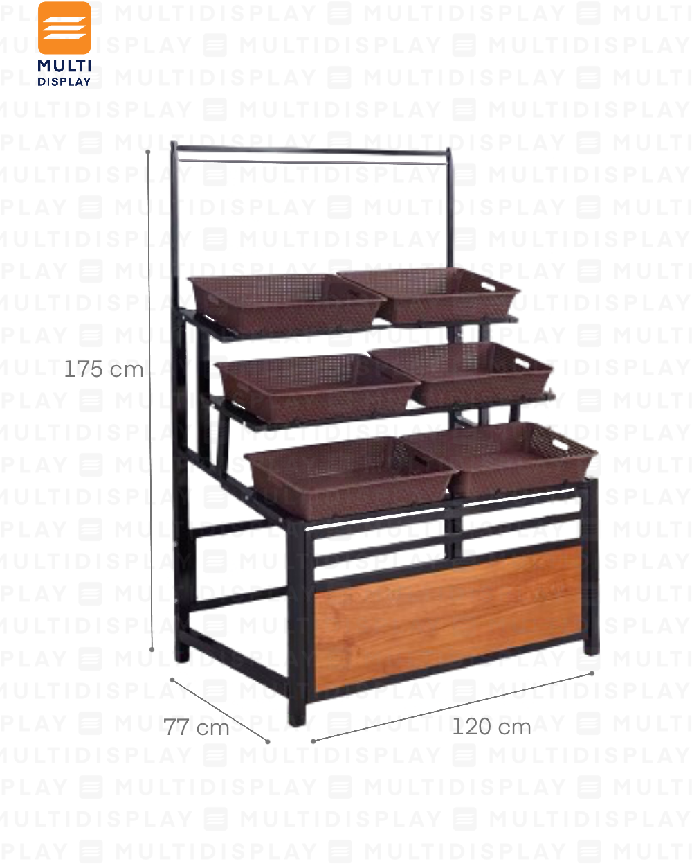 Estante de Frutas y Vegetales Elevado 3 Nivel 120x77x175cm 6 Canasta