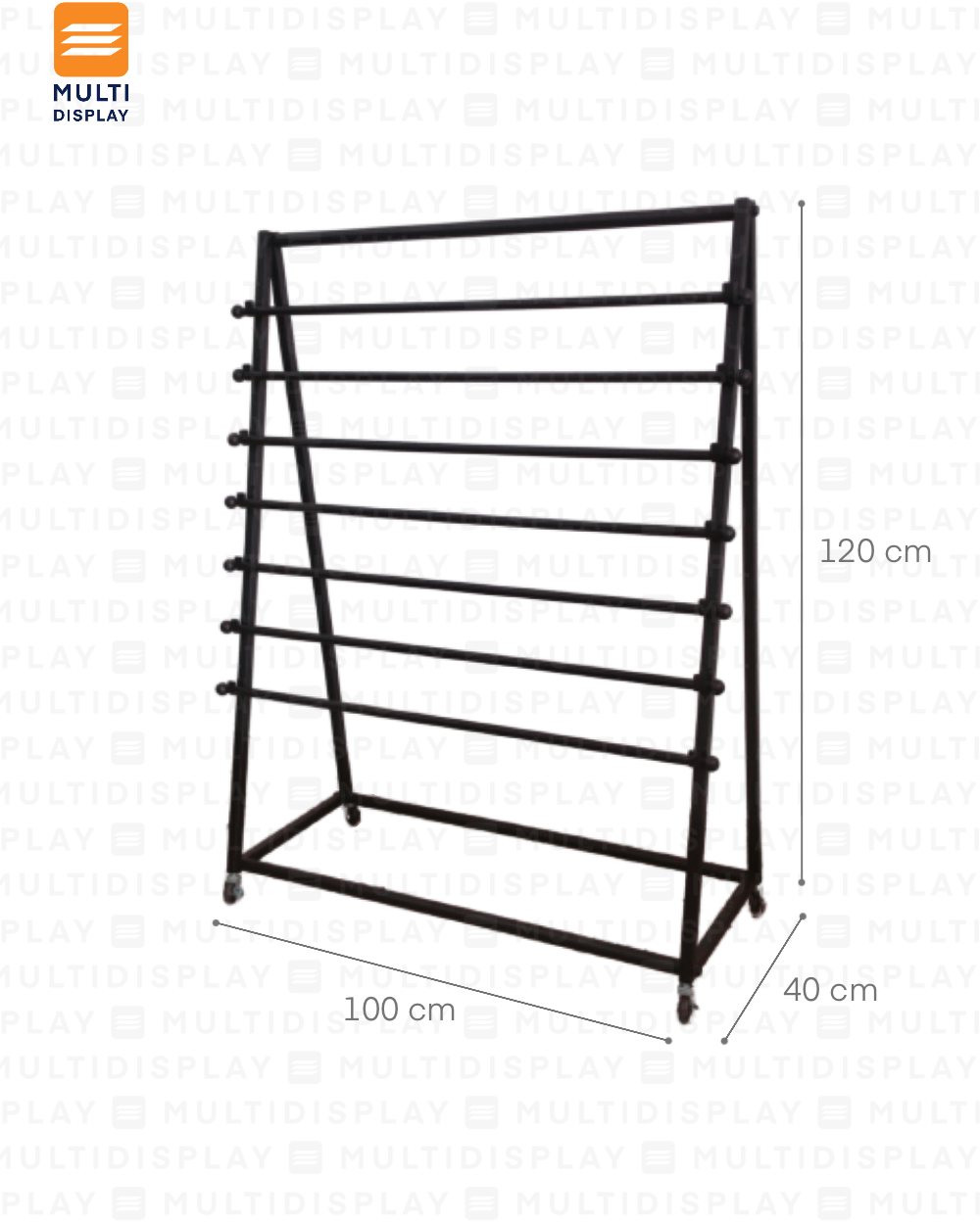 Exhibidor de Rollos y Cintas 7 Niveles 100x40x120cm Bajo, Negro
