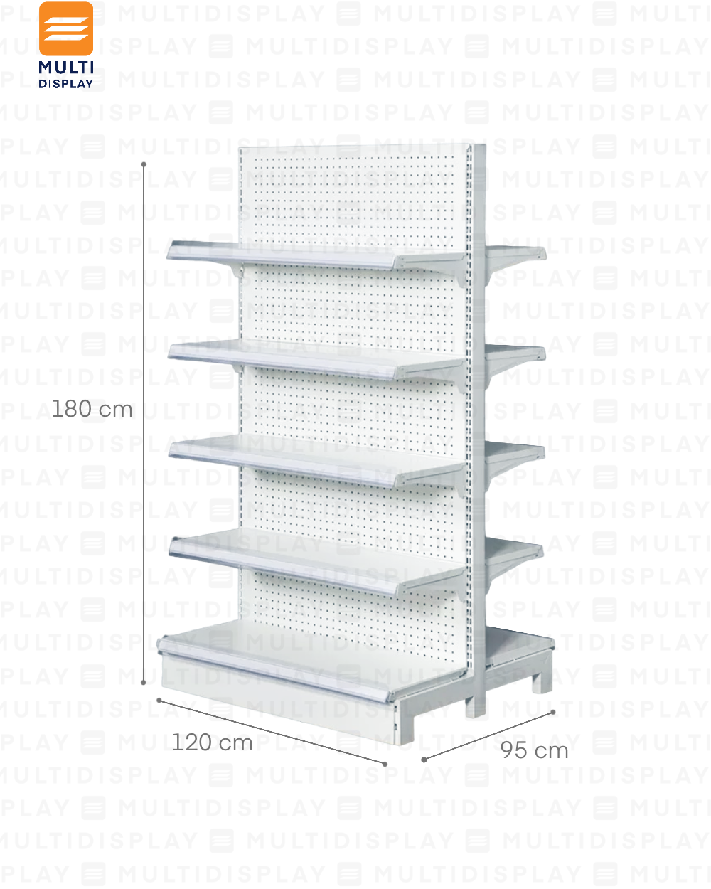 Gondola Doble Inicial 120x95x180cm 5 Tablilla, Perf Blanco, 60kg