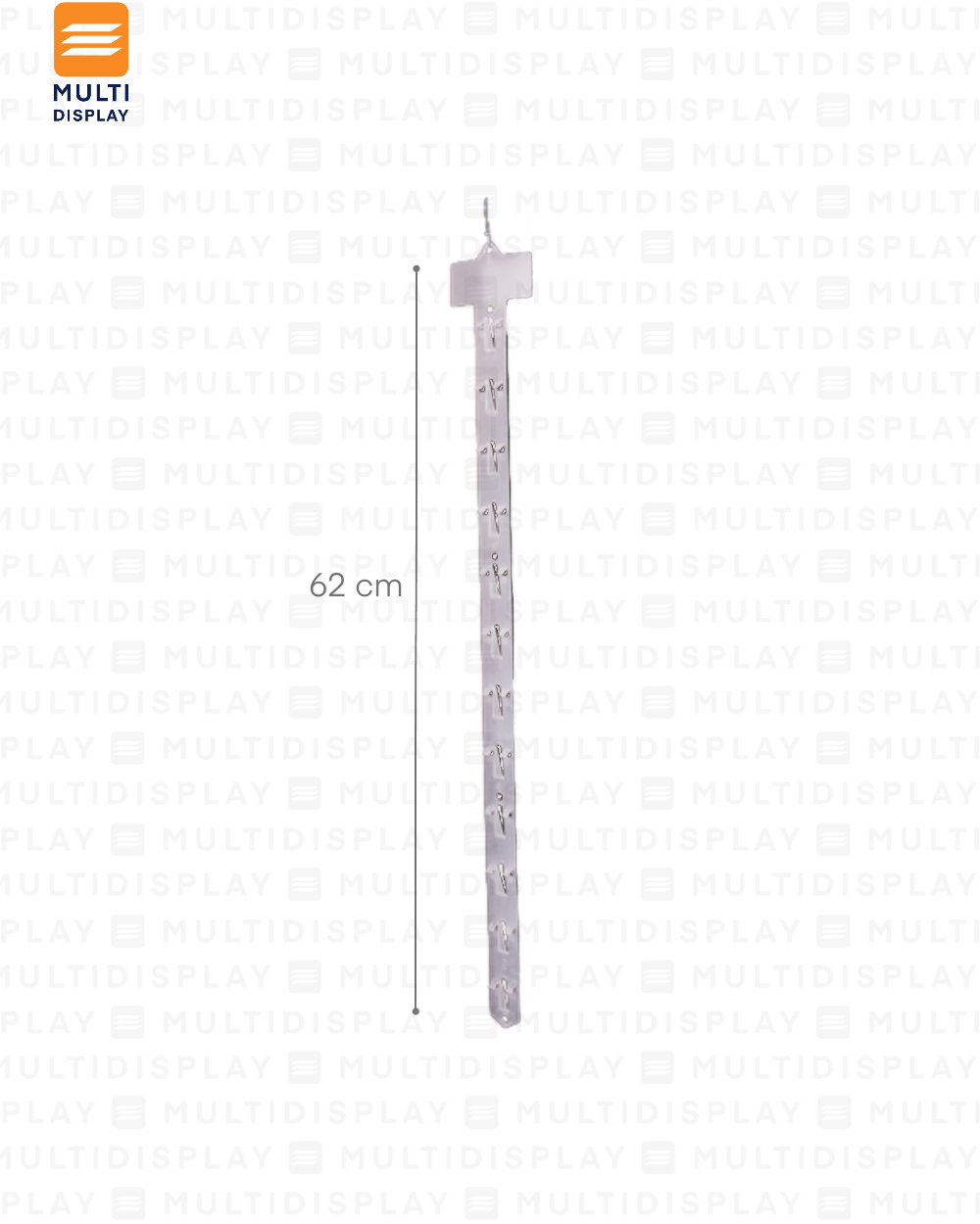 Tira de Impulso Plastico S, 12 Ganchos 62cm, Transparente