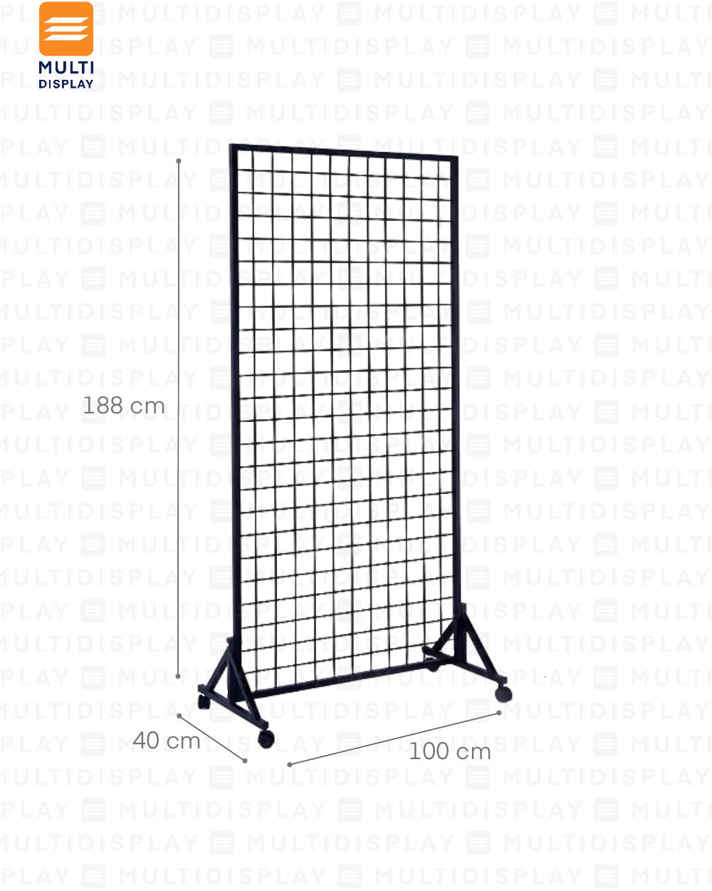 Rejilla con Base de Ruedas 100x40x188cm, Negro