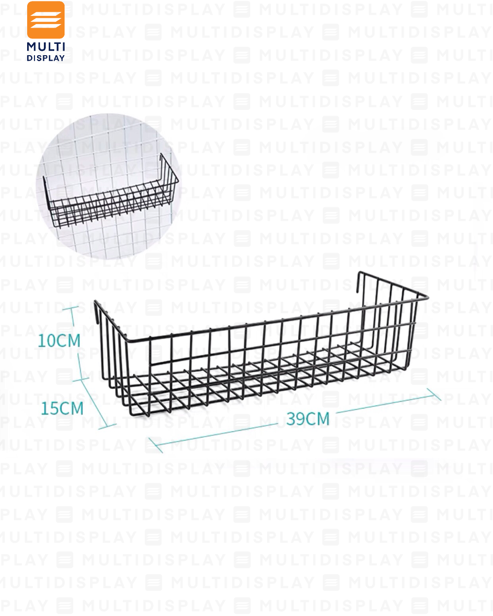 Cesta para Rejlla de Malla 39x15x10cm Negro