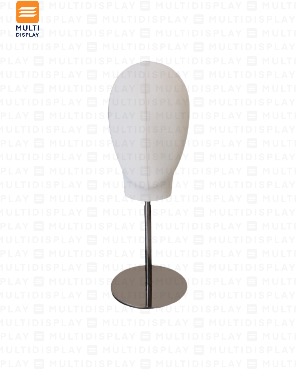 Maniqui Cabeza Tela Blanco con Base Metal Negro