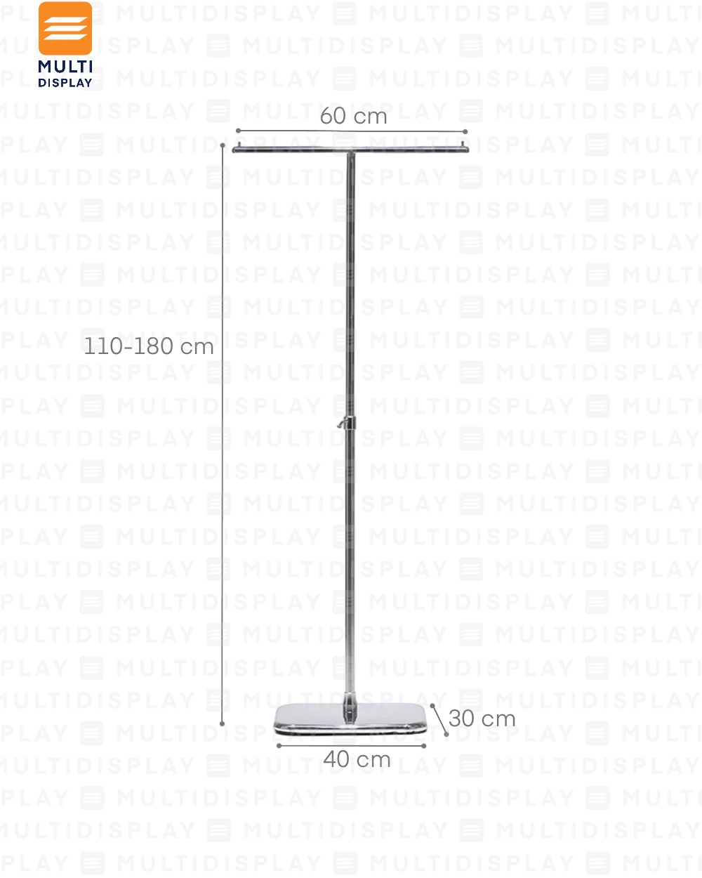 Rack para Bolso de Compras Extendible 60x30x180cm Cromado