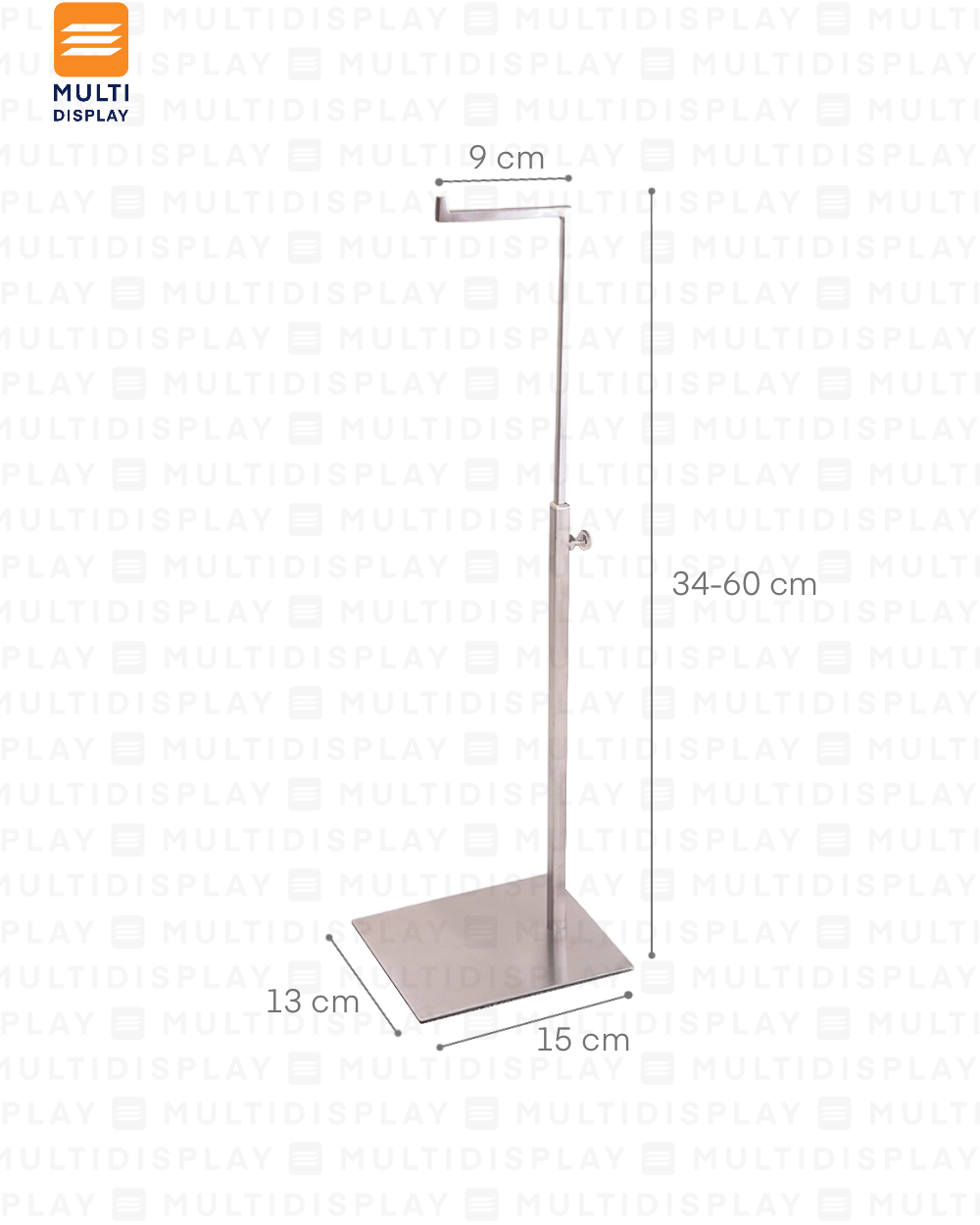 Base para Exhibicion de Bolso Ajustable, 15x5cm, Acero Inoxidable, Plateado