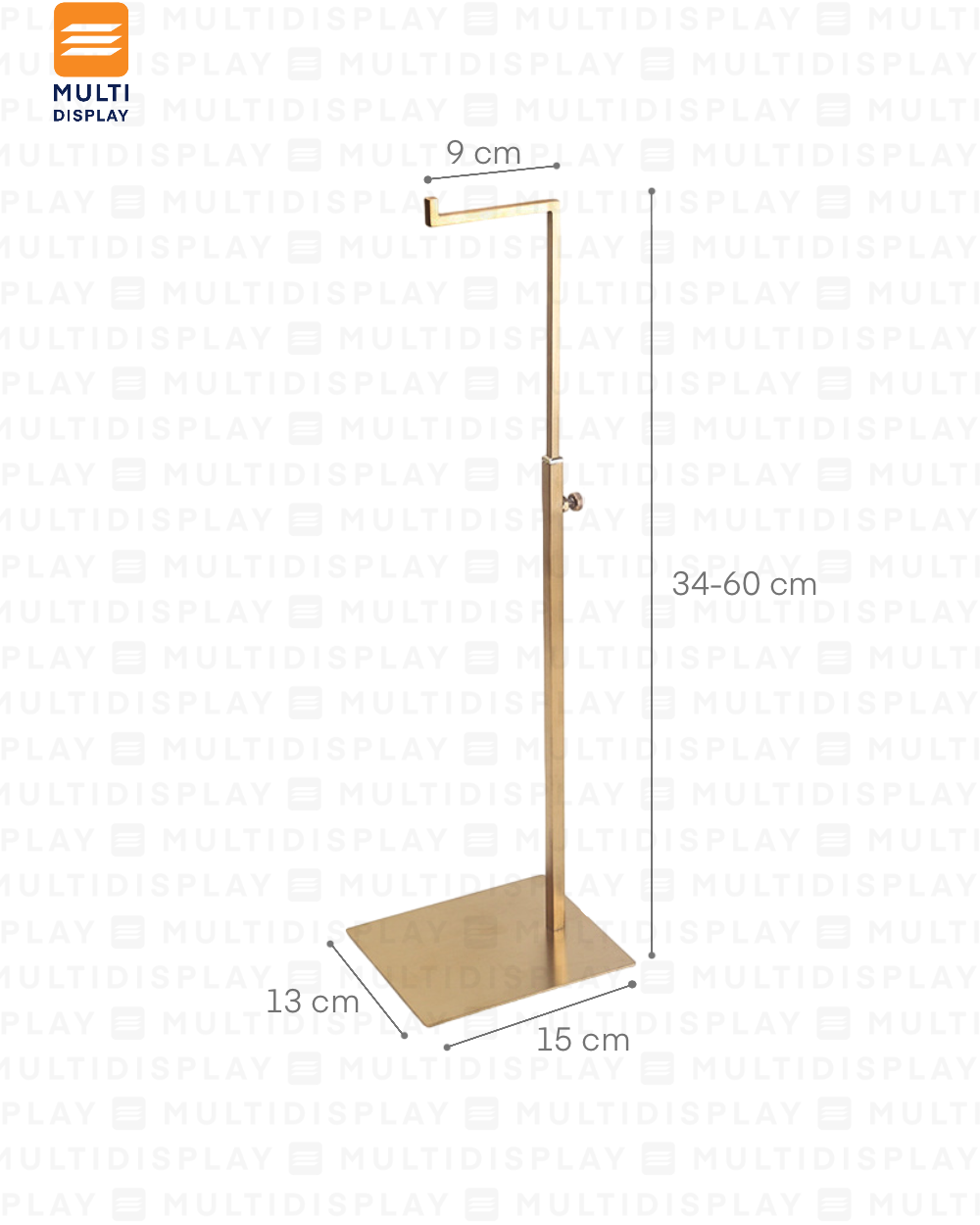 Base para Exhibicion de Bolso Ajustable, 15x5cm, Acero Inoxidable, Dorado