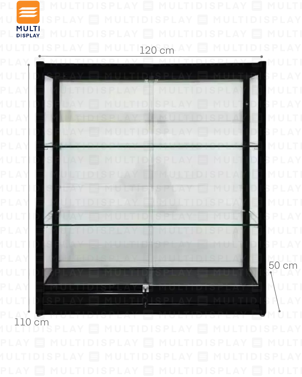 Vitrina con Estructura de Aluminio 120x50x110cm, Negro