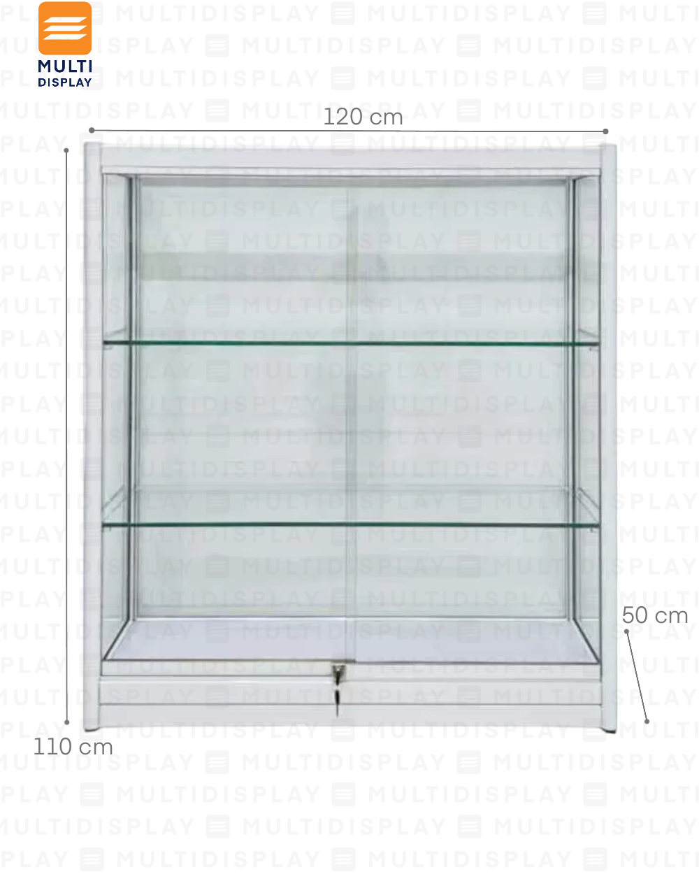 Vitrina con Estructura de Aluminio 120x50x110cm, Blanco