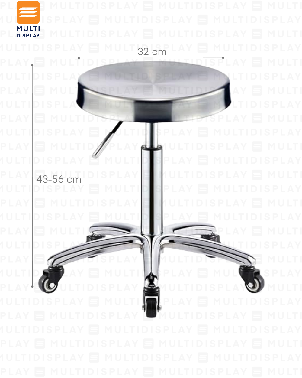 Silla Estilo Taburete con Ruedas, Ajustable Hidraulico, 150kg Acero Inoxidables