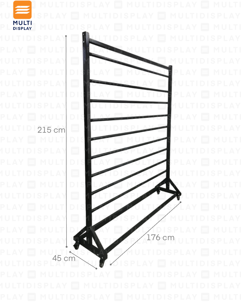 Exhibidor de Rollos 10 Niveles 176x45x215cm, Negro