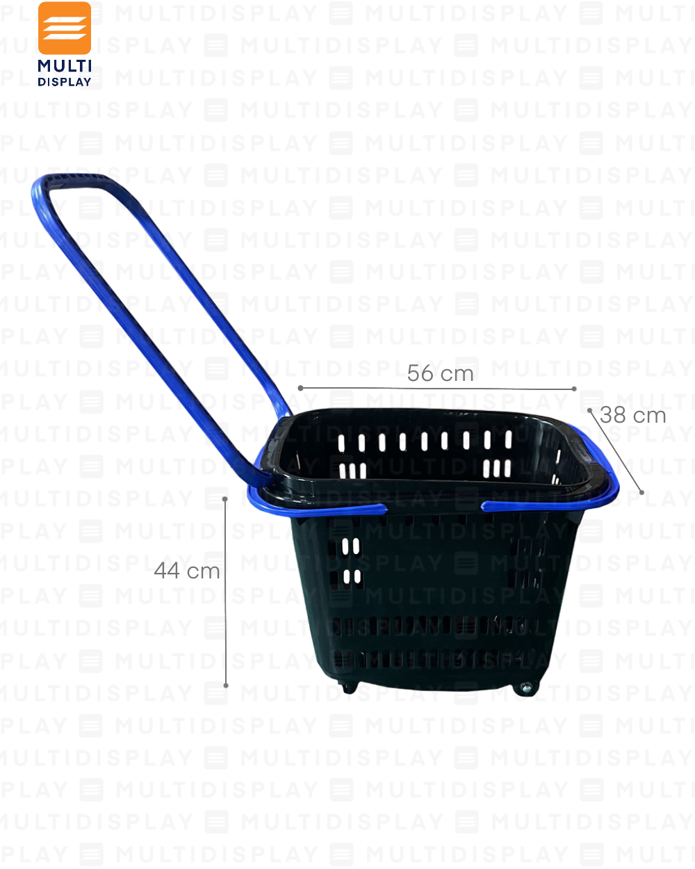 Canasta de Mano con Rueda, Agarradero Plastico 45L, Negro