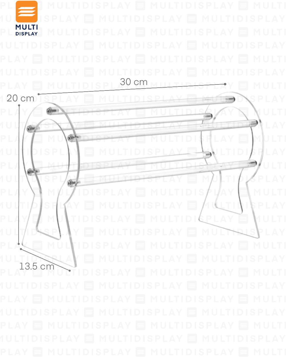 Exhibidor de Vincha Acrilico Cilindro 30cm, Transparente