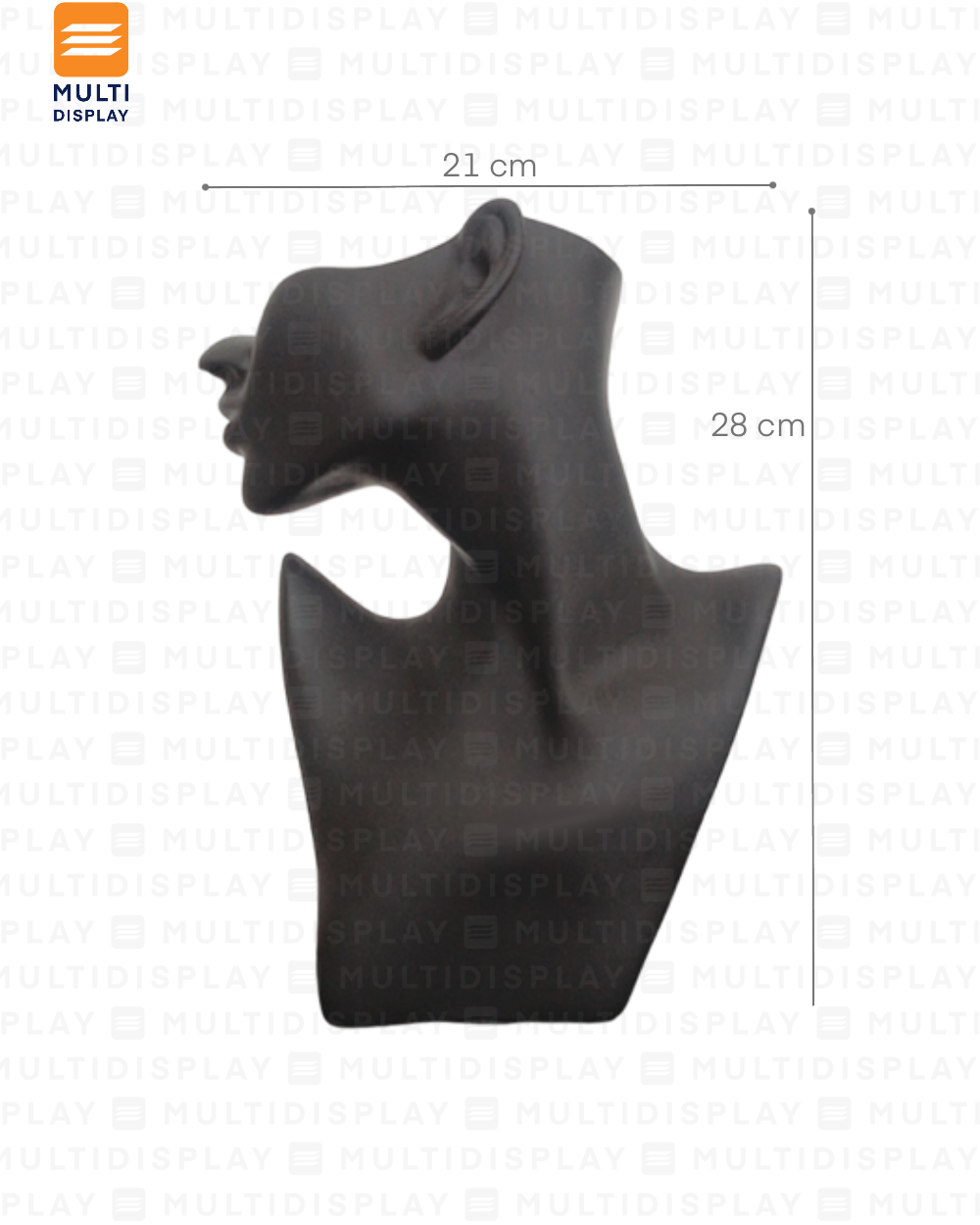 Exhibidor estilo Maniqui Busto y Perfil para Collar y Arete, Negro