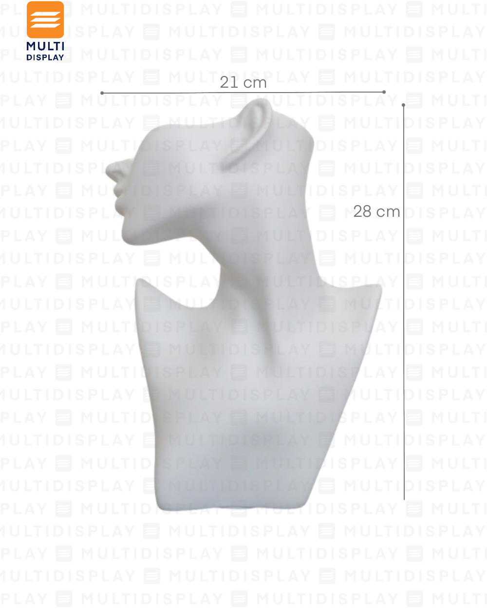 Exhibidor estilo Maniqui Busto y Perfil para Collar y Arete, Blanco