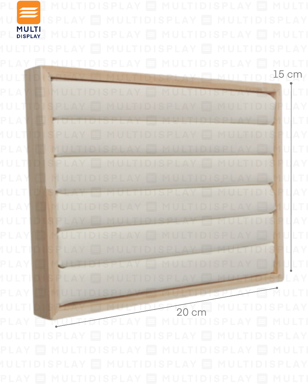 Exhibidor Bandeja para Anillo Madera con Gamuza 20x15cm, Crema