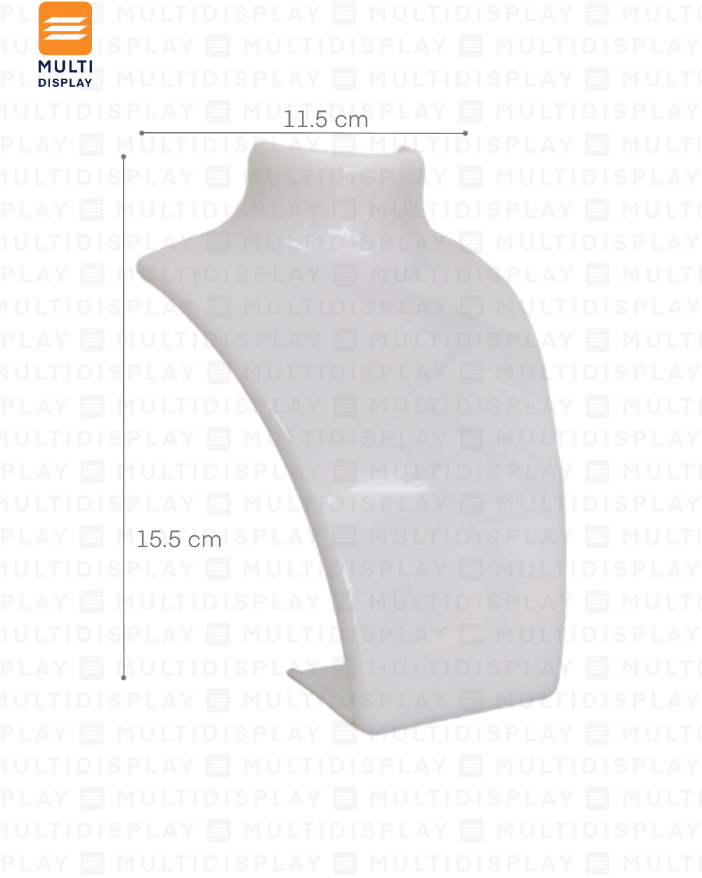 Exhibidor de Collar Busto Rectangular Acrilico 15.5cm, Blanco
