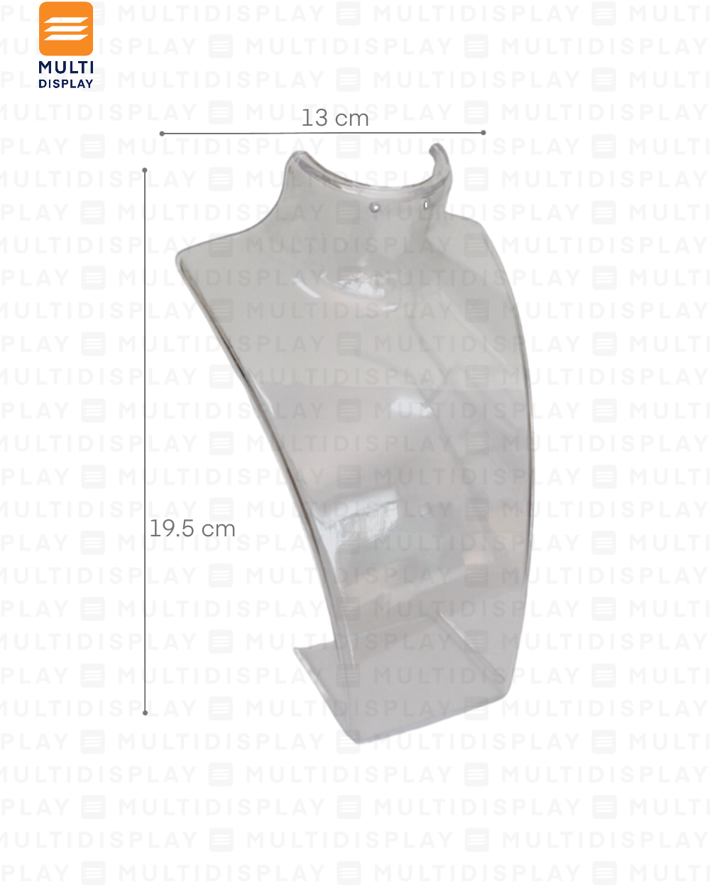 Exhibidor de Collar Busto Rectangular Acrilico 19.5cm, Transparente
