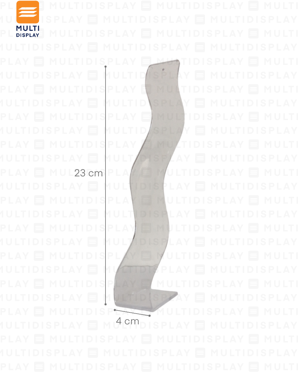 Exhibidor de Clip Acrilico Ondulado 23cm, Transparente