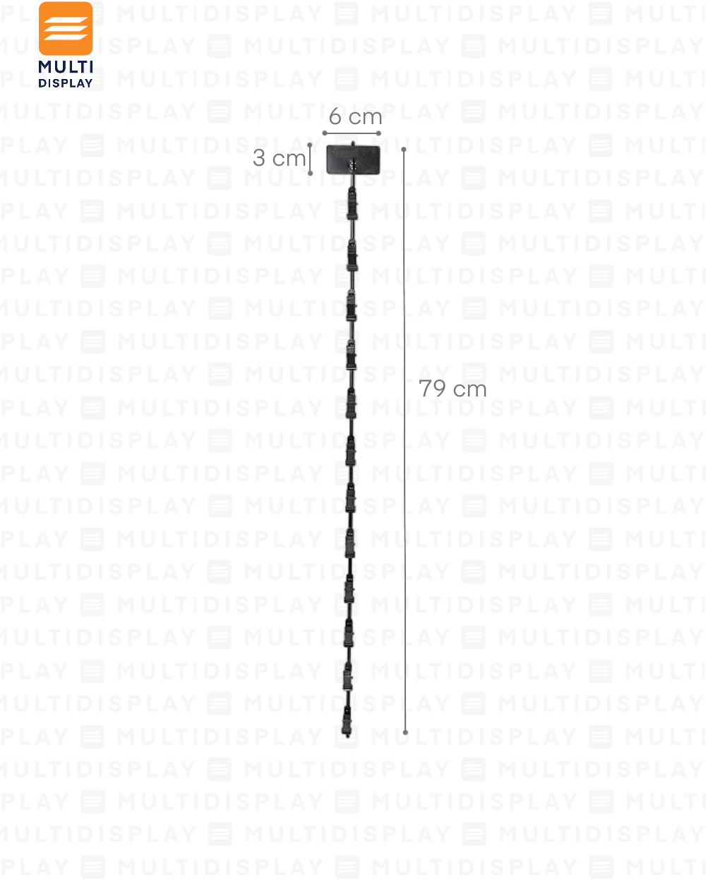 Tira de Impulso Metal, 12 Ganchos 82.5cm, Negro