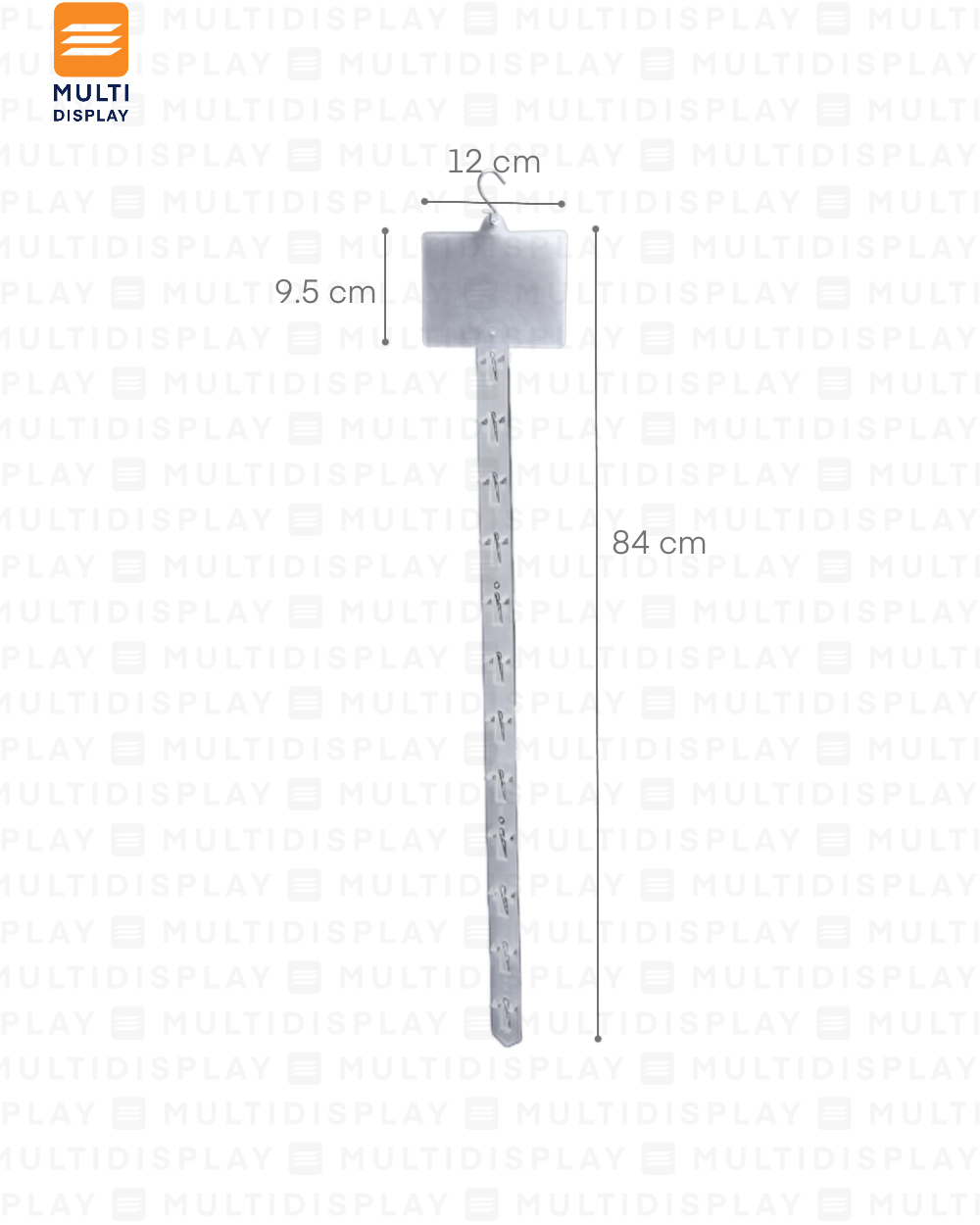 Tira de Impulso Plastico M, 12 Ganchos 84cm, Transparente
