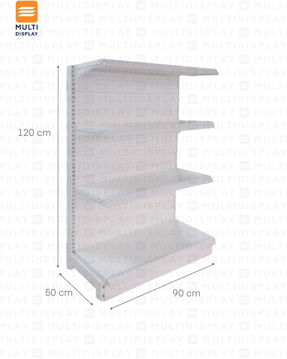 Gondola Frontal Inicial 90x50x120cm 4 Tablilla, Perf Blanco, 60kg