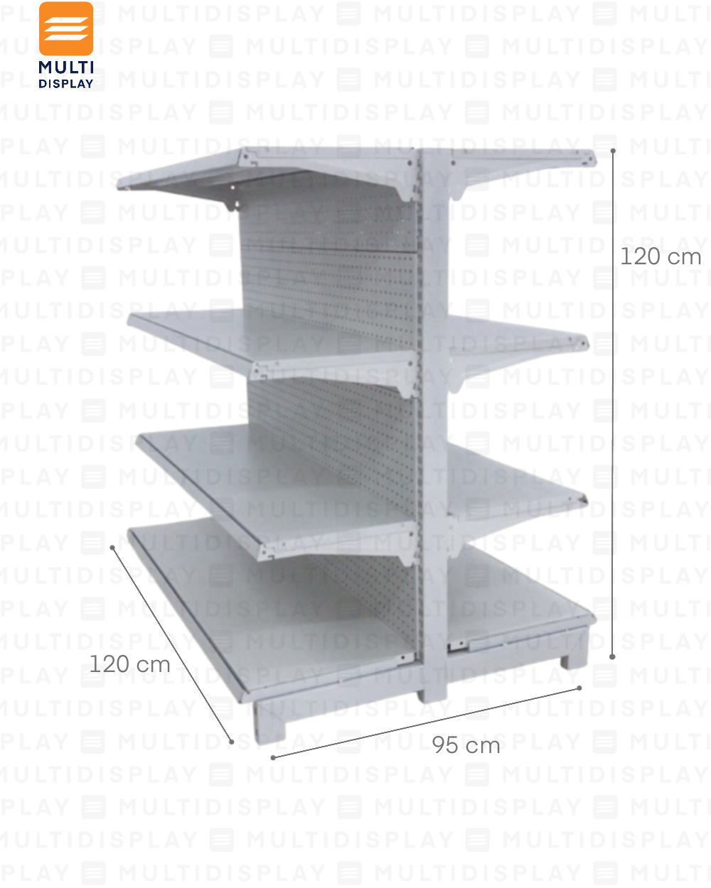 Gondola Doble Inicial 120x95x120cm 4 Tablilla, Perf Blanco, 60kg