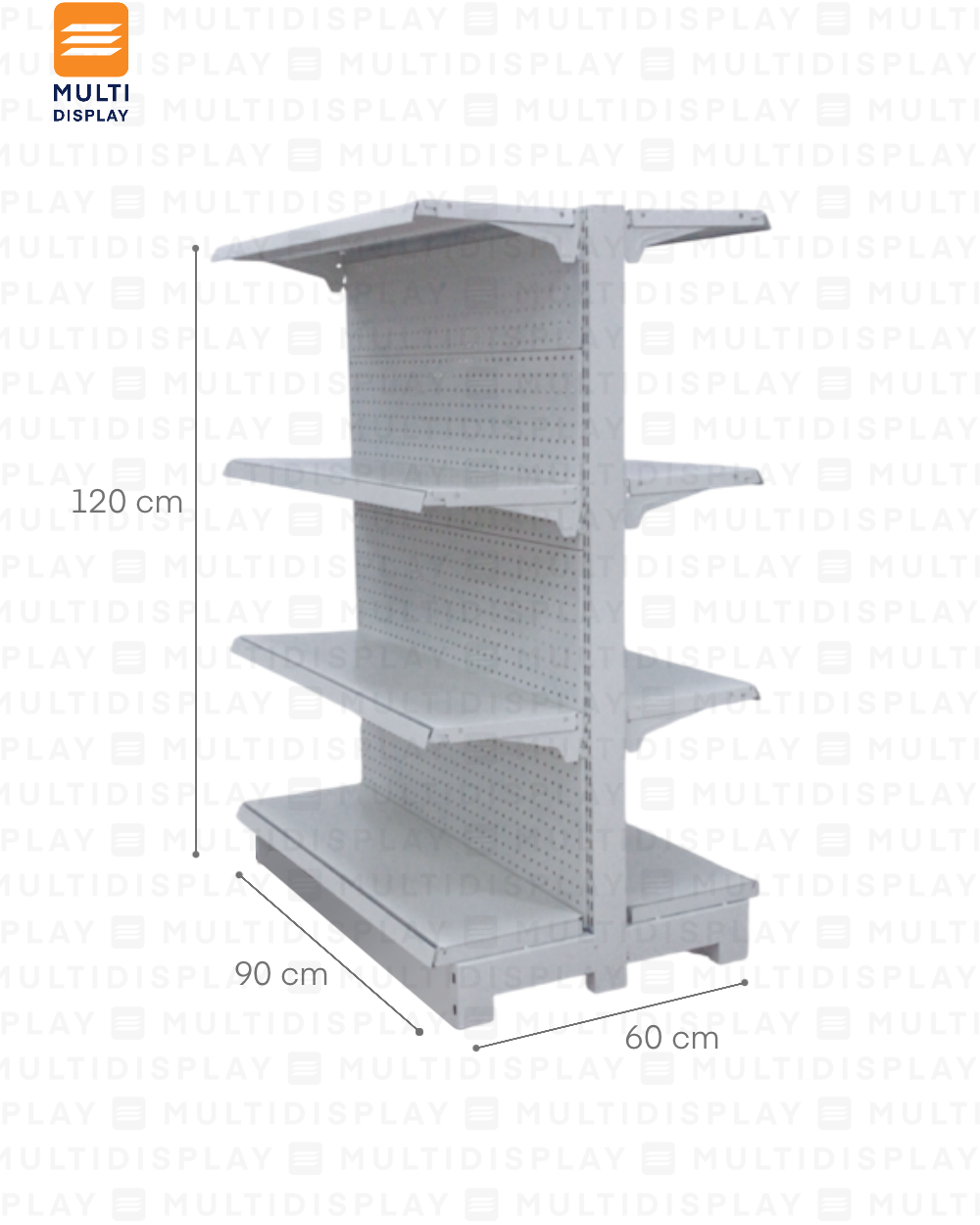 Gondola Doble Inicial 90x60x120cm 4 Tablilla, Perf Blanco, 60kg