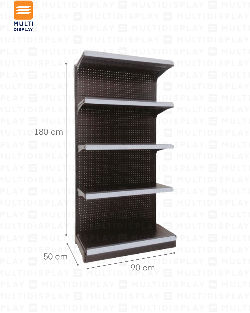Gondola Frontal Inicial 90x50x180cm 5 Tablilla, Perf Negro, 60kg