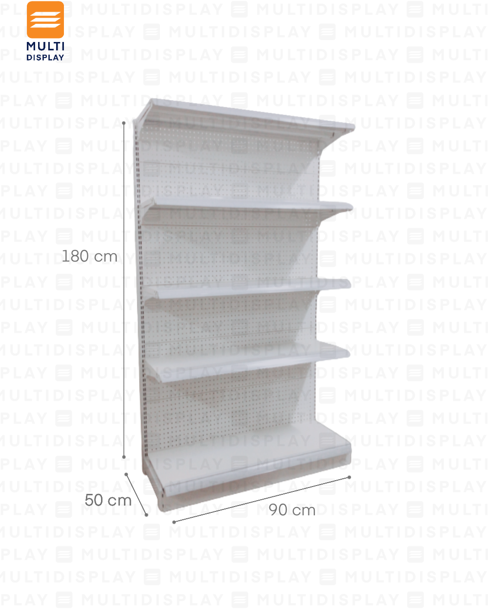 Gondola Frontal Inicial 90x50x180cm 5 Tablilla, Perf Blanco, 60kg