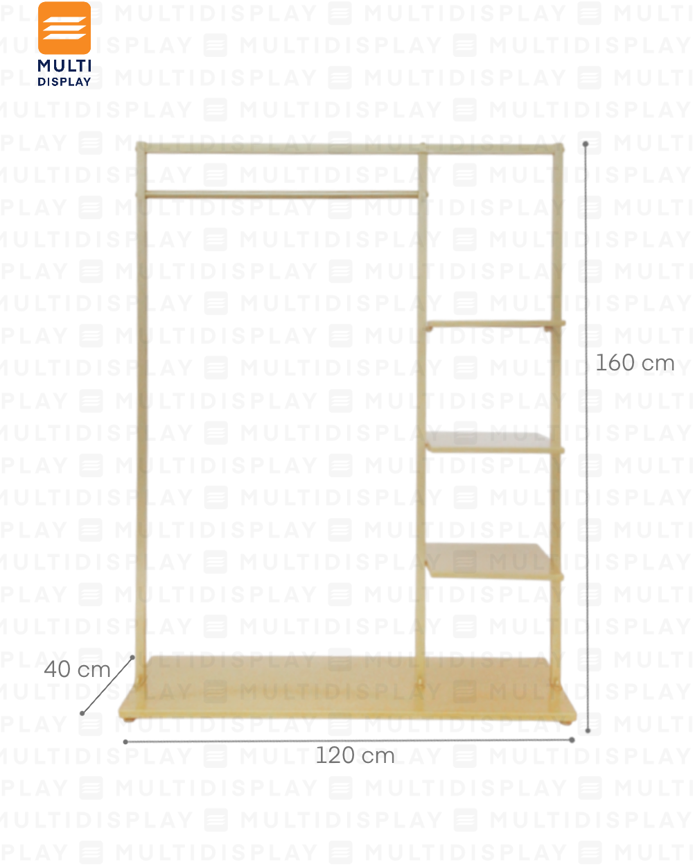 Perchero Sencillo con Exhibidor 120x40x160cm Dorado