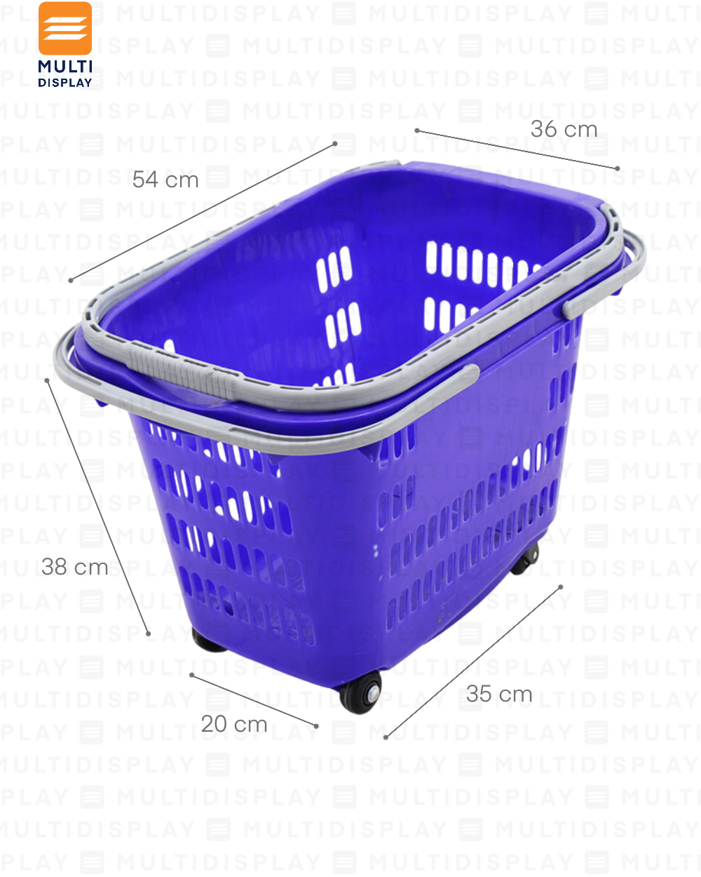 Canasta de Mano con Rueda, Agarradero Plastico 35L, Azul
