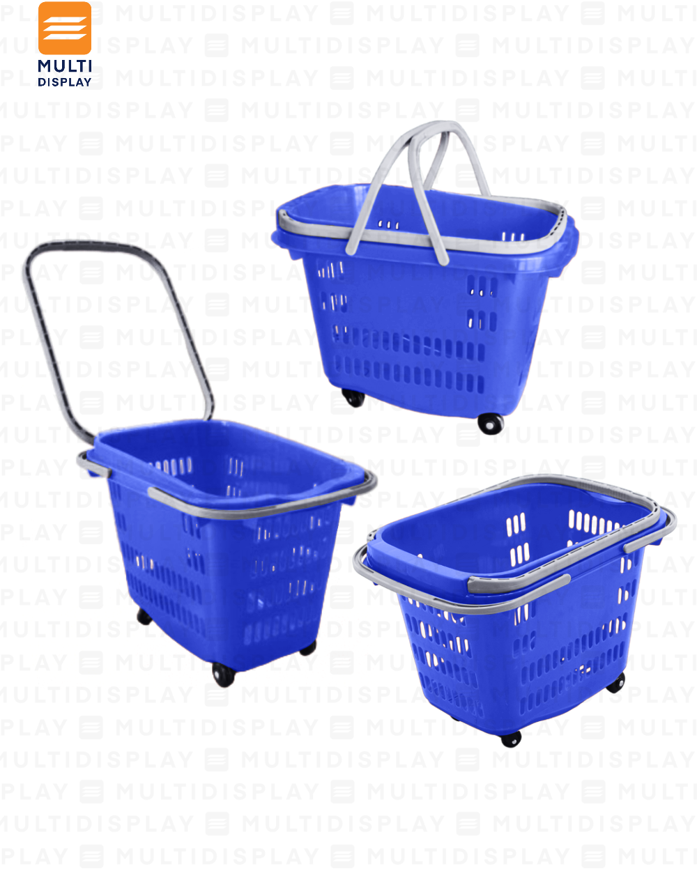 Canasta de Mano con Rueda, Agarradero Plastico 35L, Azul
