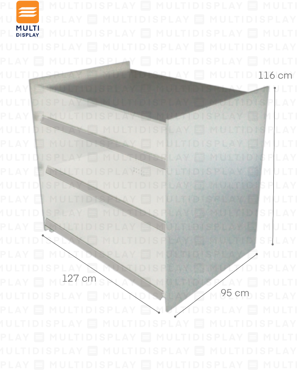 Mueble Caja Estructura de Gondola sobre de Madera, 3 niveles 127x95x116cm, Blanco