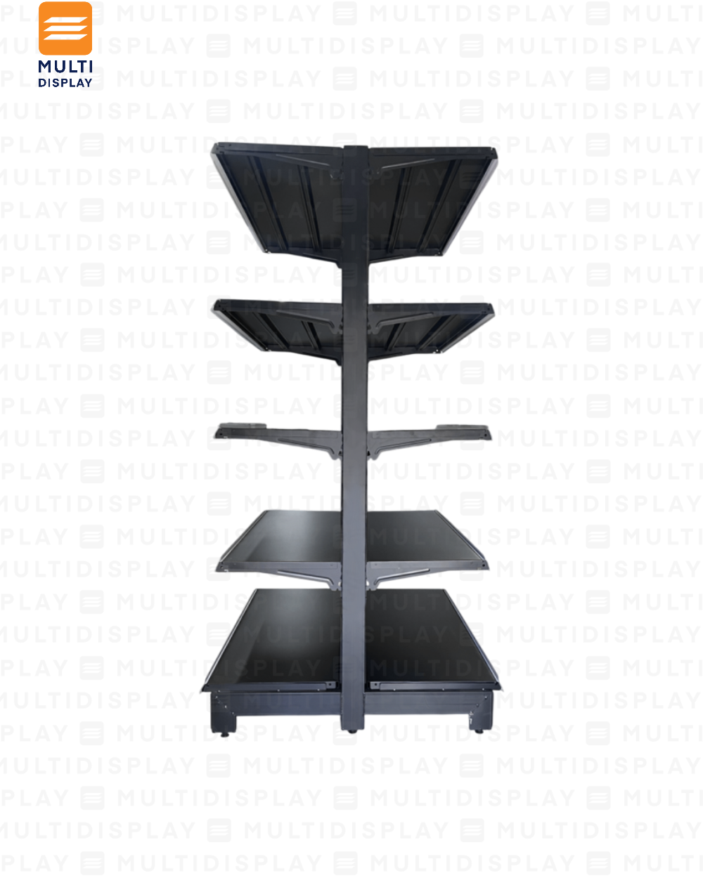 Gondola Doble HD Inicial 120x108x195cm 5 Tablillas, Perf. Negro, 250kg