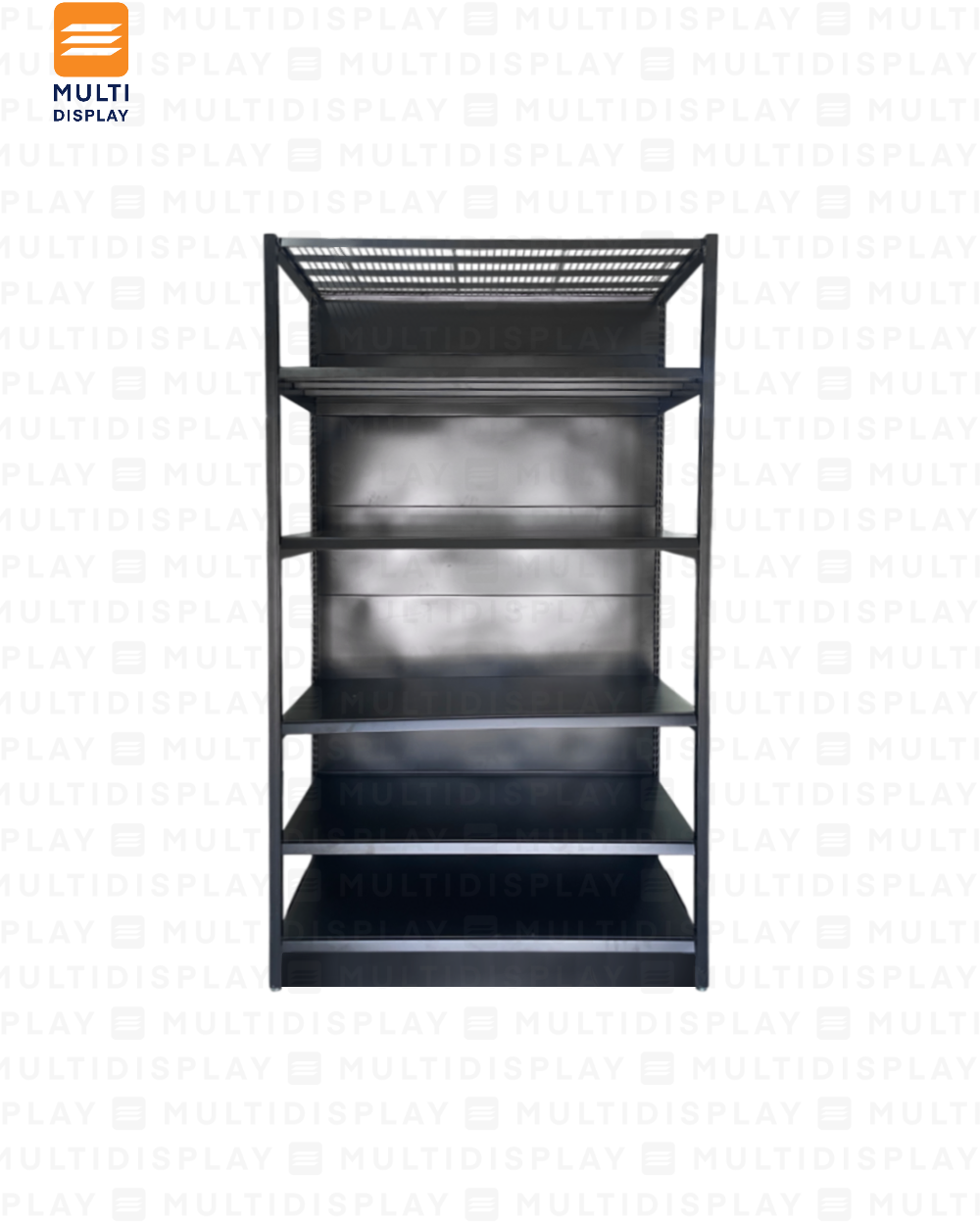 Gondola Frontal 4 Postes Inicial 110x55x200cm 6 Tablillas, Liso Negro, 200kg