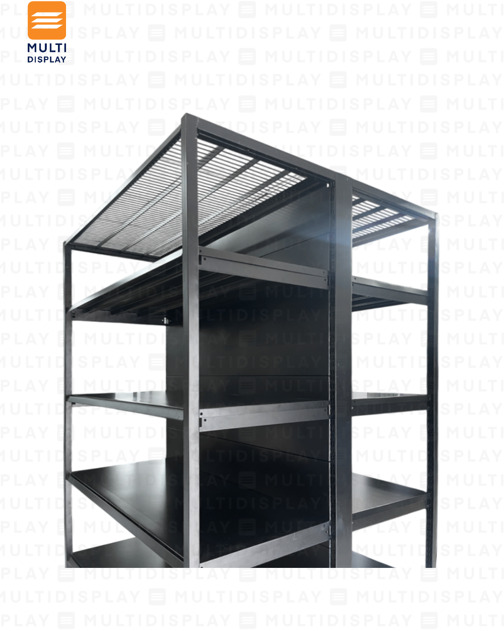 Gondola Doble 4 Postes Inicial 120x115x200cm 6 Tablillas, Liso Negro, 250kg