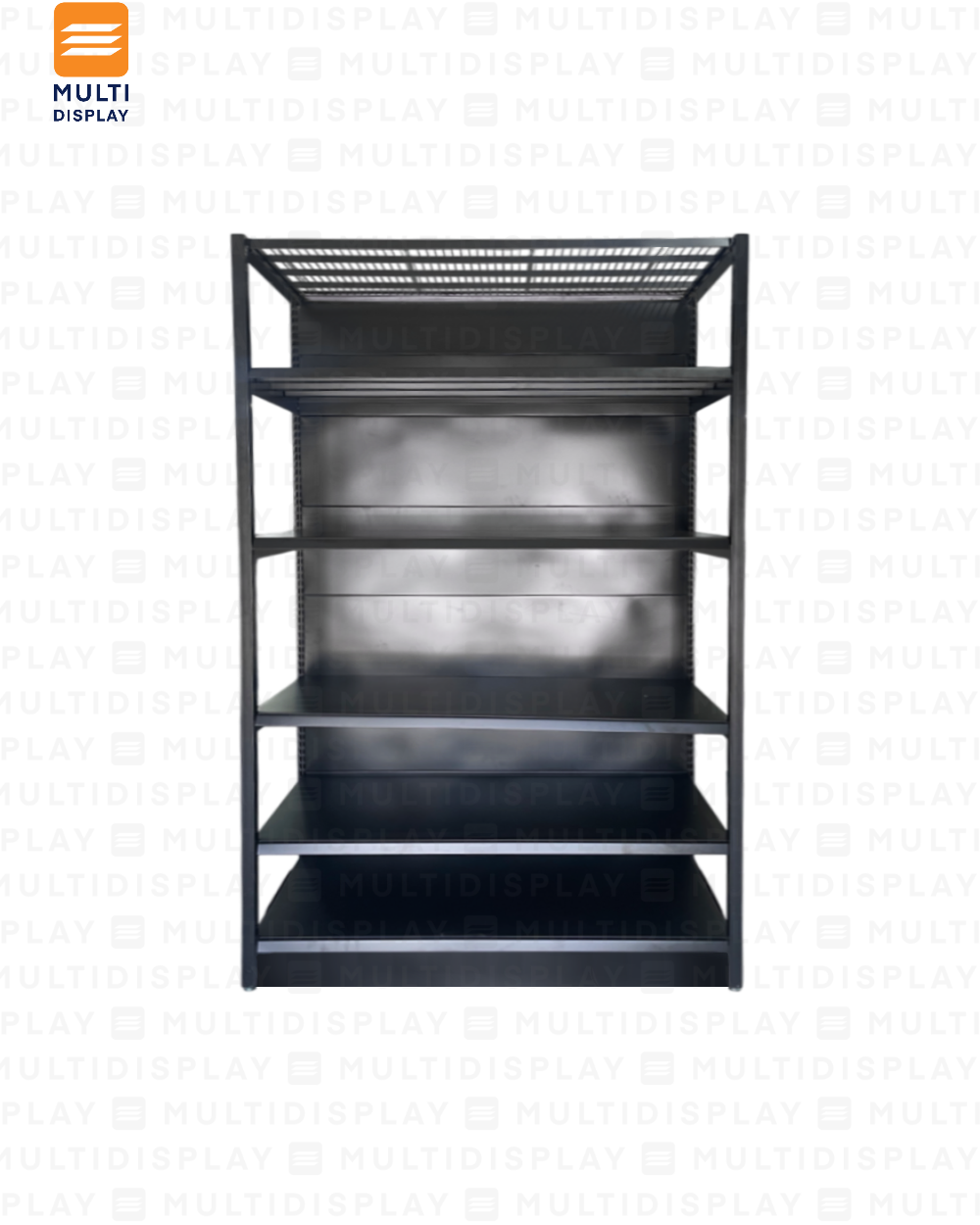 Gondola Pared 4 Postes Inicial 120x55x200cm 6 Tablillas, Liso Negro, 250kg