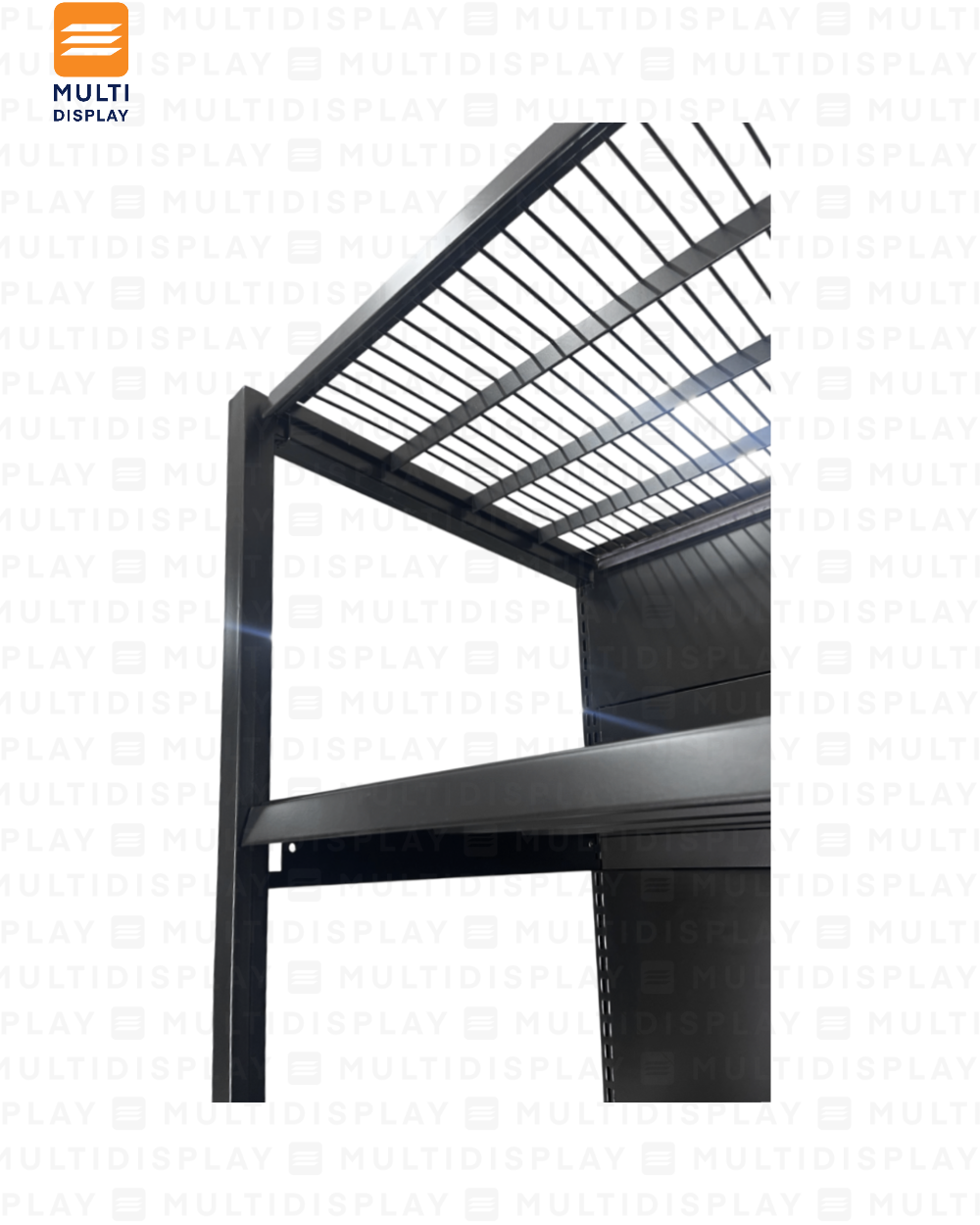Gondola Pared 4 Postes Inicial 120x55x200cm 6 Tablillas, Liso Negro, 250kg