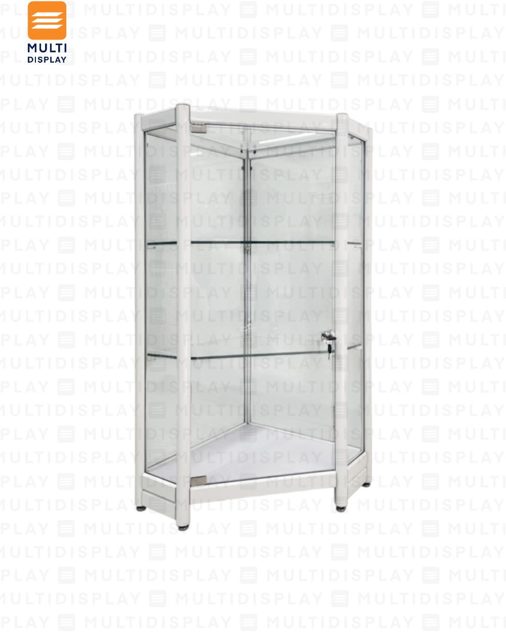 Vitrina con Estructura de Aluminio, Esquinera 50x50x110cm, Blanco