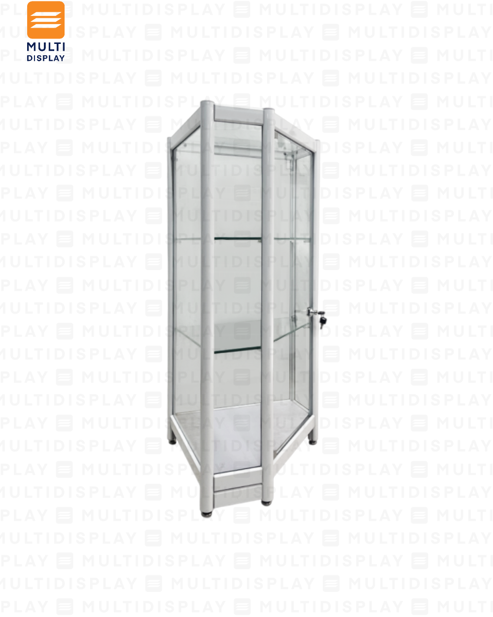 Vitrina con Estructura de Aluminio, Esquinera 50x50x110cm, Blanco