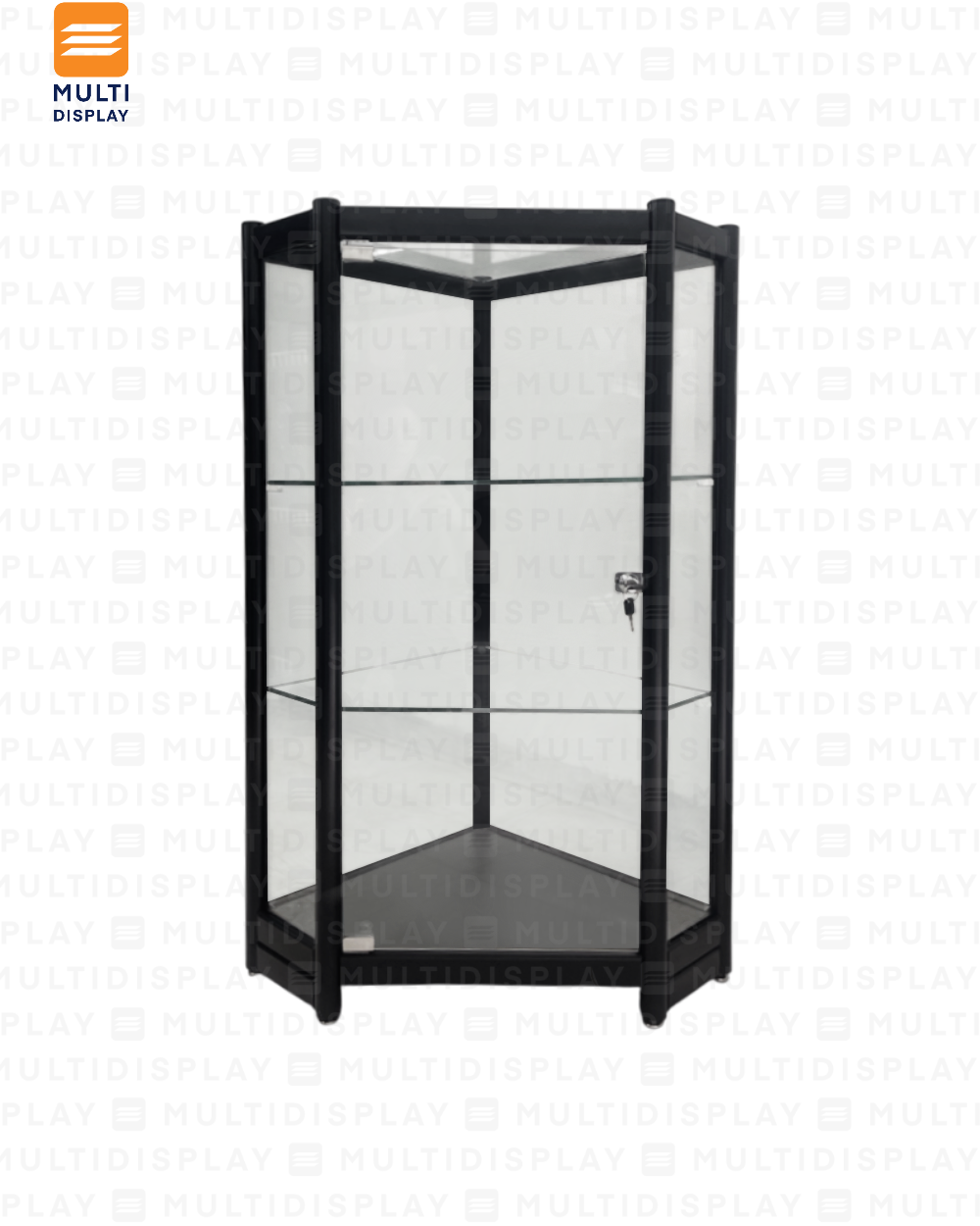 Vitrina con Estructura de Aluminio, Esquinera 50x50x110cm, Negro