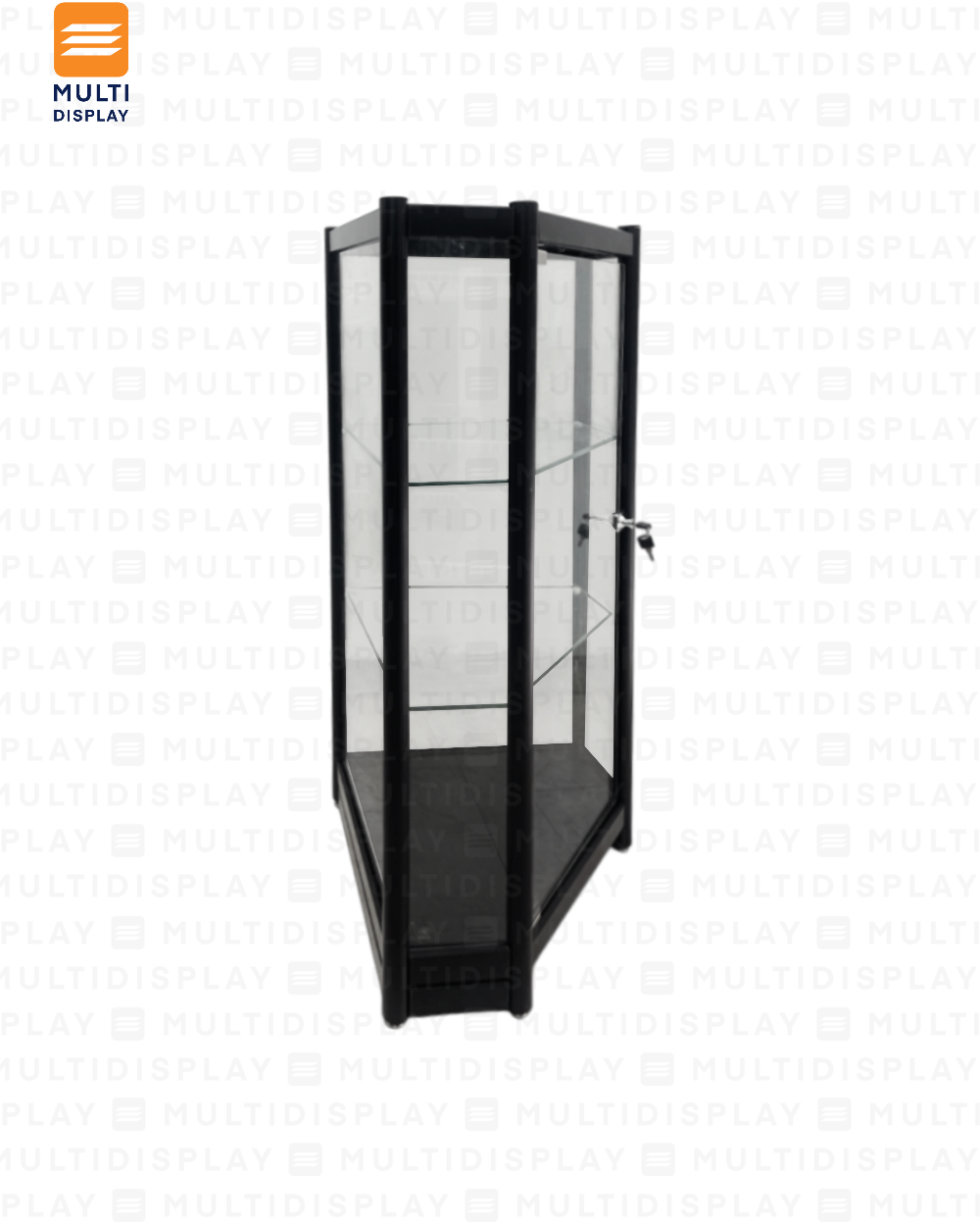 Vitrina con Estructura de Aluminio, Esquinera 50x50x110cm, Negro