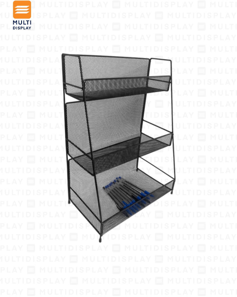 Mini Estante de Impulso, Torre Mallado 3 Niveles 30x18x45cm, Negro