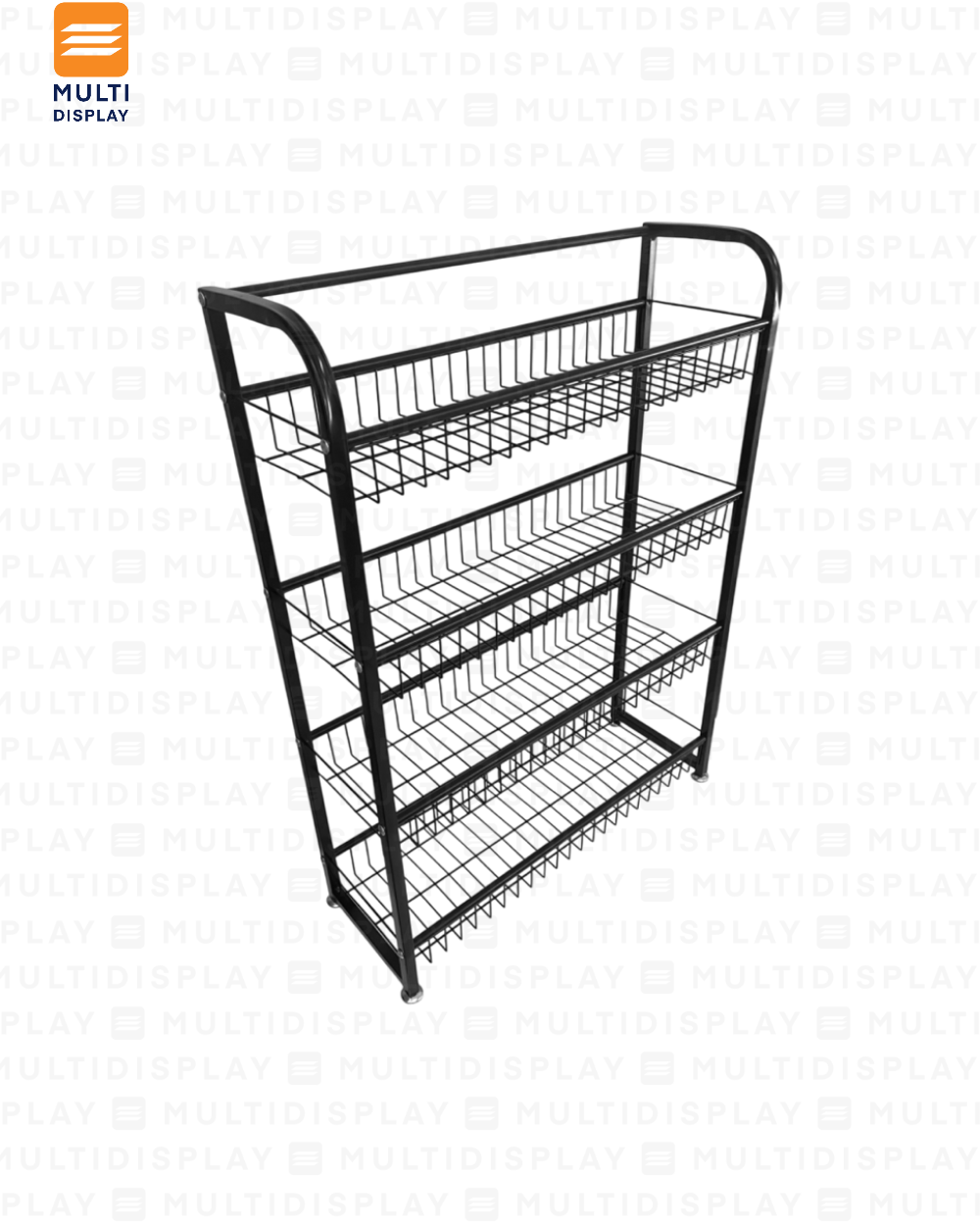 Estante Mallado de Impulso para Caja, 4 Niveles 60x20x82cm, Negro