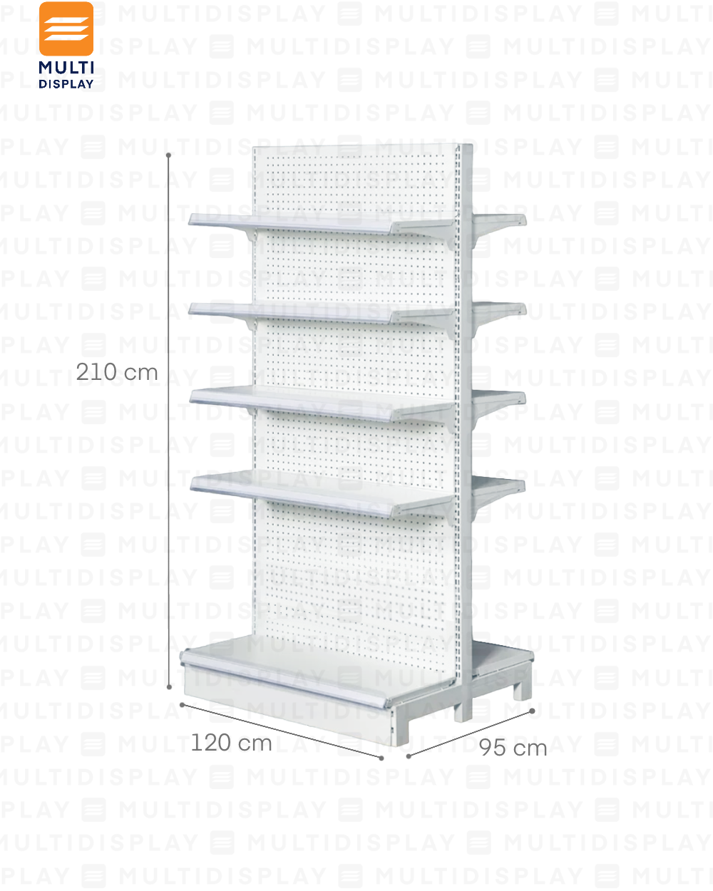 Gondola Doble Inicial 120x95x210cm 5 Tablilla, Perf Blanco, 60kg