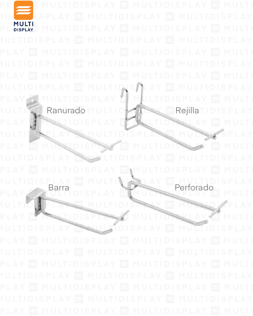 Gancho para Perforado con Portaprecio 30cm Cromado