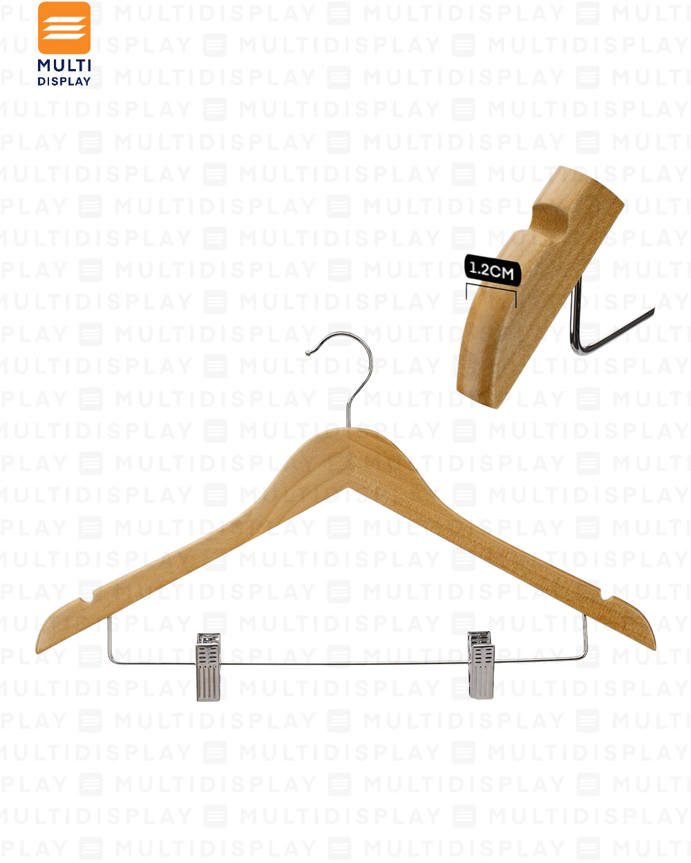 Gancho de Ropa Conjunto Madera con Clip 44x1.2 cm madera claro
